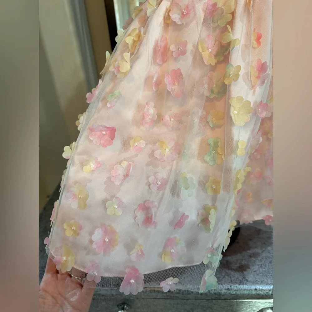 🌸US ANGELS- Girls' 3D Floral Fit & Flare Dress🌸 - Picture 7 of 8